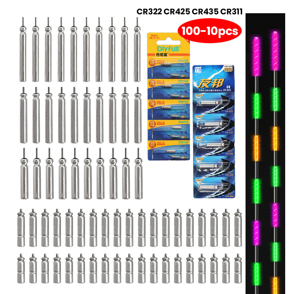 100-10pcs Night Fishing Floats Light Luminous CR311 CR316 CR322 CR425 CR435 Lithium Pin Battery Buoy