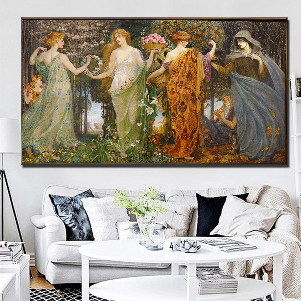 The four Seasons Walter Crane Diamond Painting Cross Stitch Kit Europe Woman Painting Picture Of Rhi