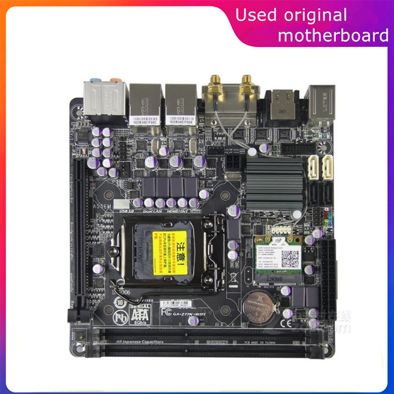 For Intel Z77 GA-Z77N Z77N WIFI Used LGA 1155 MINI ITX NAS HTPC Computer USB3.0 SATA3 Motherboard DD