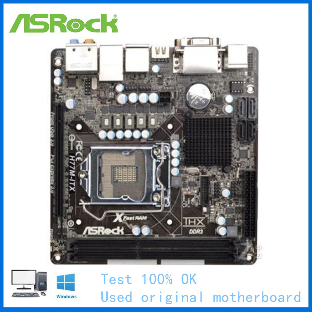 For ASRock H77M-ITX Motherboard LGA 1155 For Intel H77 Used Desktop Mainboard USB3.0 SATA II PCI-E X