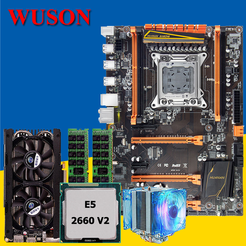 HUANAN deluxe X79 gaming motherboard CPU RAM combos Xeon E5 2660 V2 with CPU cooler RAM 32G2*16G DDR