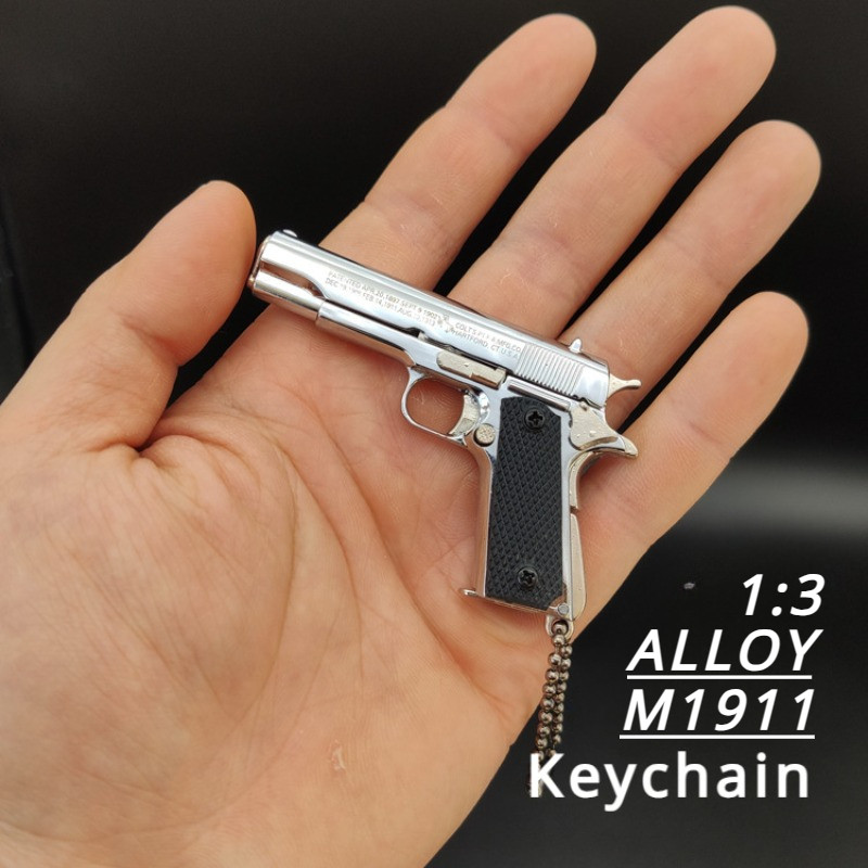 1:3 Metal M1911 Toy Gun Detachable Model Alloy Keychain Look Real Collection PUBG Prop Fidgets Toy