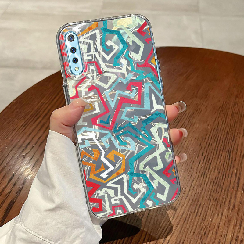Casing Hp VIVO S1 VIVO S1 Pro Case Casing Pola Graffiti berwarna HP Kasing Transparan Kasus premium 