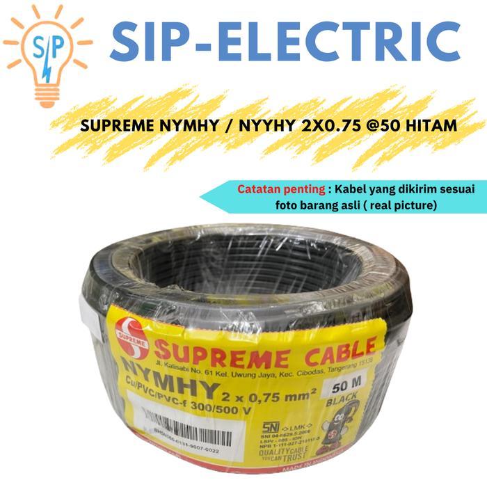 Kabel Supreme Nymhy Nyyhy 2X0.75 Mm Serabut Hitam 2X0,75 1Rol 50Meter