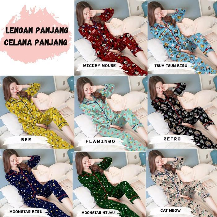 n16m- Piyama Dewasa/ Baju Tidur Cewek / Cowok Pp (Ukuran L) Lengan Panjang Celana Panjang