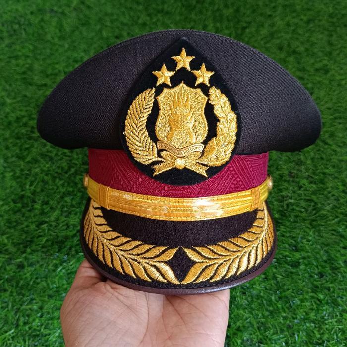 Topi Pet Pdu Coklat Pamen Polri / Pet Pdu Pamen Polisi / Pet Coklat Pamen Polri