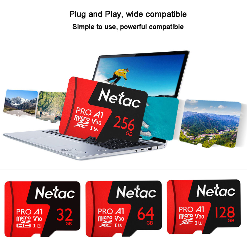 Netac P500 Extreme Pro microSD Card 256GB 128GB 64GB 32GB  Support 4K