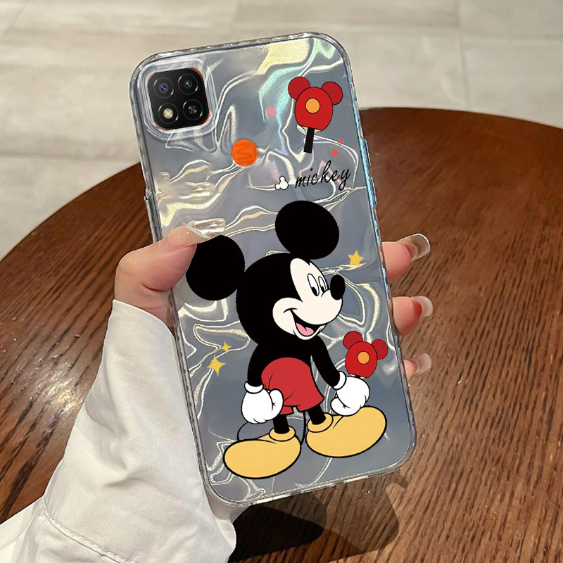 Casing Hp Untuk Xiaomi Redmi 9C Redmi 9C NFC Redmi 10A POCO C31 Case Kartun Mickey Laser Dazzle Wave