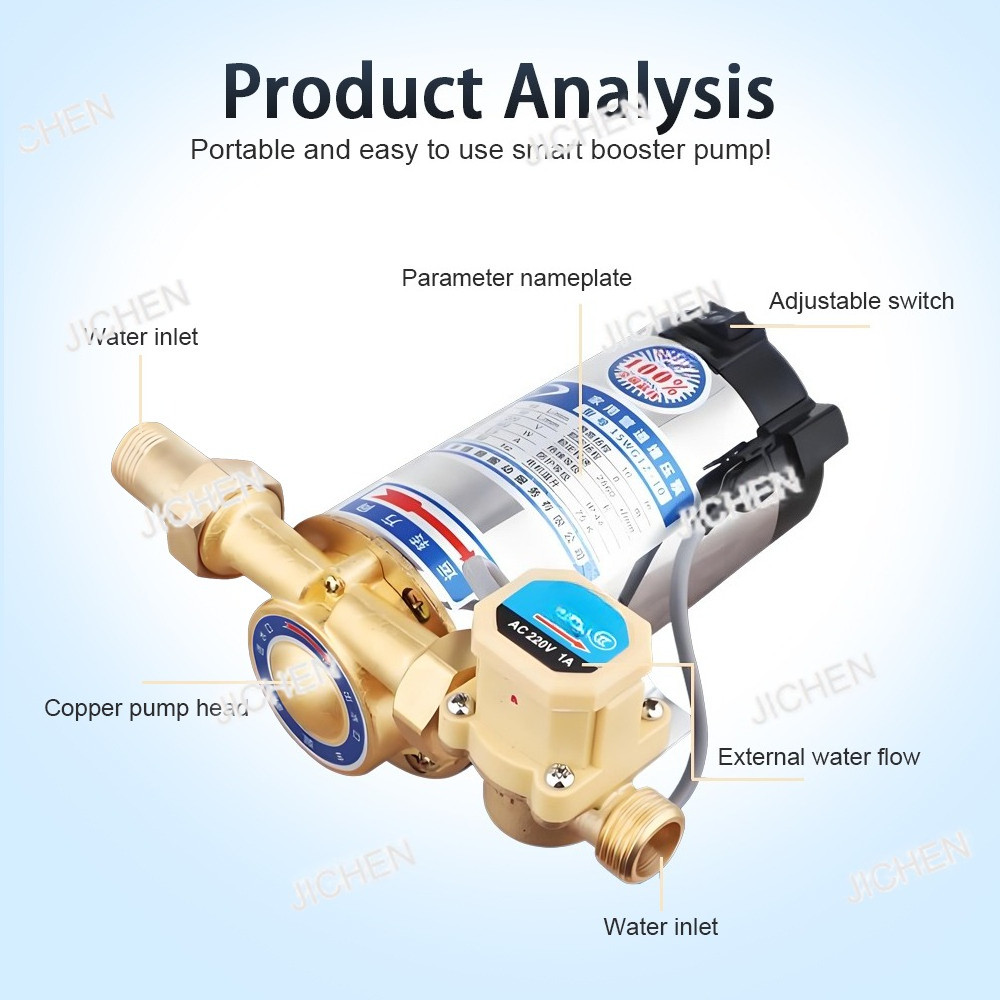 220V Pump Solar Water Heater Home Automatic Booster Pump Stainless Steel Water Heater Booster Pump