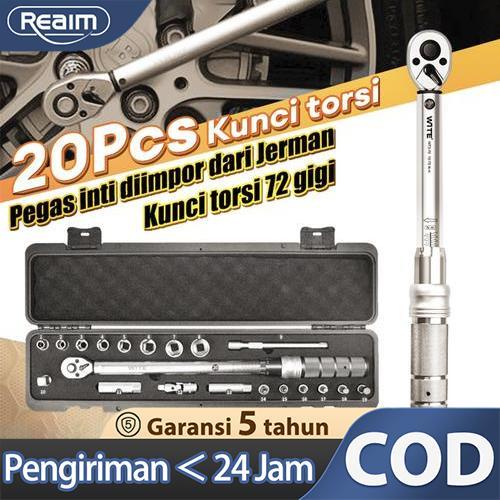 REAIM 1/4 1/2 Torsi Preset Torsi Kunci Pas Drive Alat 10-210 Nm Positif Negatif Dua Arah Penyesuaian