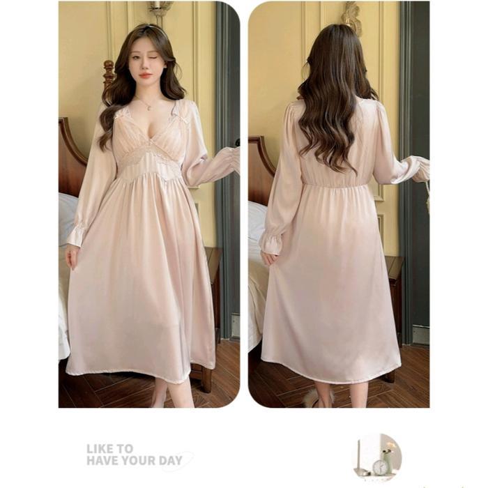 Lingerie Baju Tidur Satin Panjang Sexy Anggun Cantik