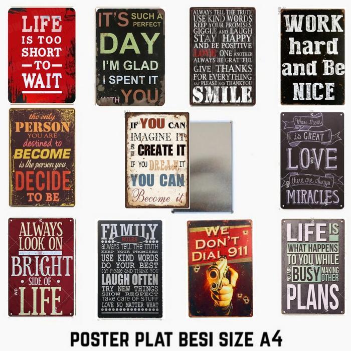 gdyd- Poster Bahan Metal 20X30 Plate A4 Vintage Retro Home Cafe Room Decor A