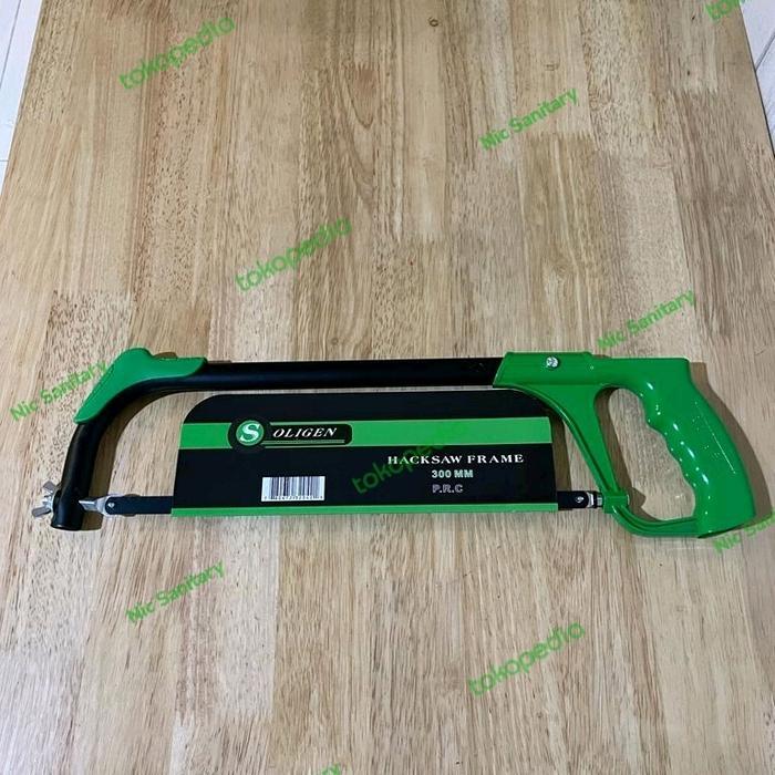 Gagang gergaji besi tebal SOLIGEN pipa hijau bonus mata gergaji 1013