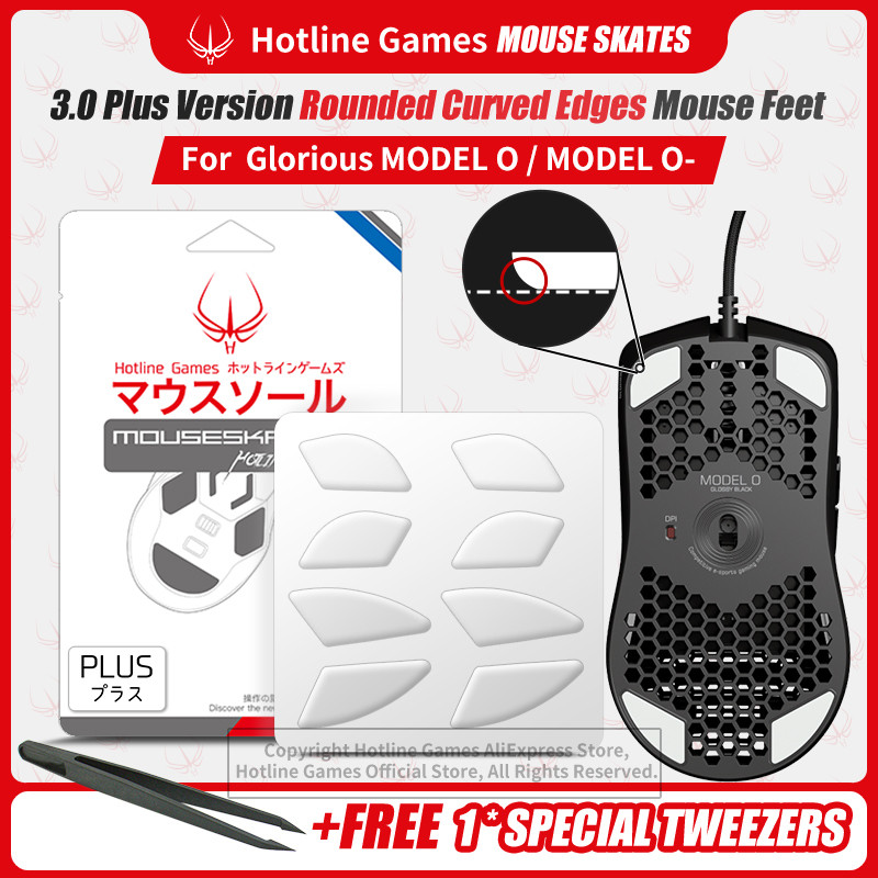 2 Sets Holtine Games 3.0Plus Rounded Curved Edges Mouse Skates for Glorious Model O Model O- Gaming 
