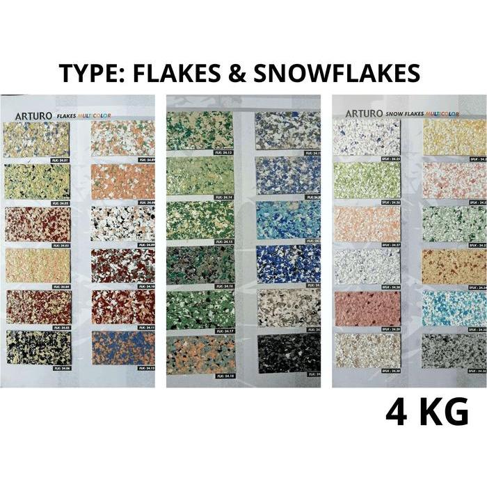 ARTURO Cat Texture Type Flakes & Snow Flakes 4KG (GLN) Cat Dinding Premium dengan Efek Tekstur