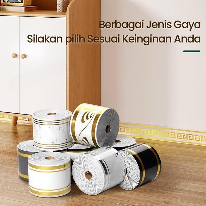Paus Biru - List Wallpaper Dinding Plint Lantai Tempel 5m x 10cm PVC Stiker Foam Skirting Bawah