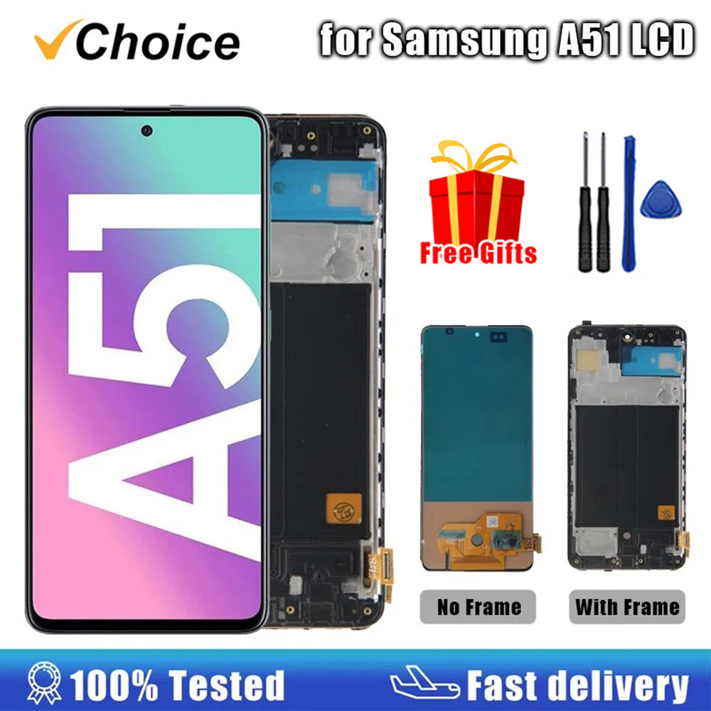 Super Amoled Lcd For Samsung A51 Touch Screen Digitizer Assembly Tested Display For Samsung A51 Lcd