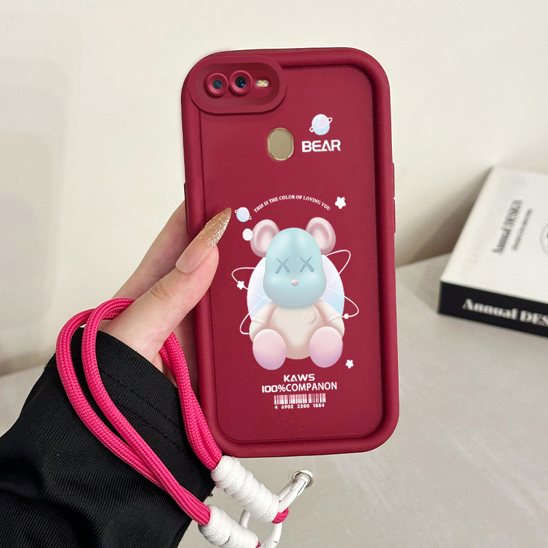 Casing Hp untuk OPPO A7 A5s A12 A12s A11K Case Casing HP Softcase Ponsel Soft Shell dengan Tali Sili