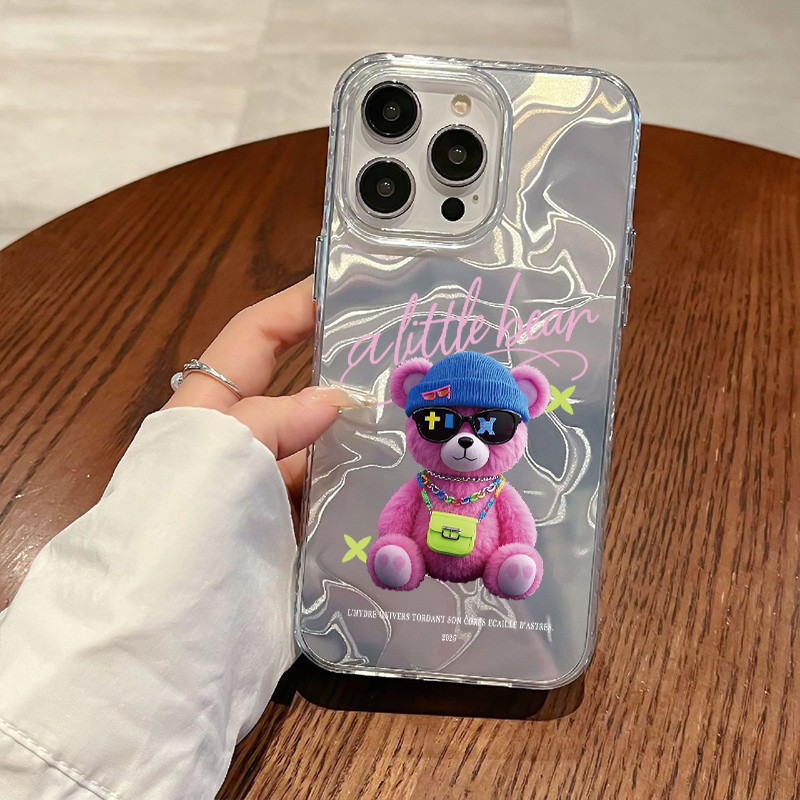 Casing Hp Untuk XIAOMI Redmi 10 10 Prime Case Kacamata Hitam Beruang New Laser Kesing Transparan Kas