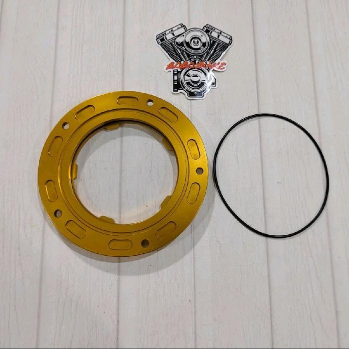 Derby cover Anodized Gold list silver polished harley twincam