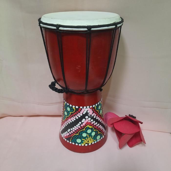 Kendang Jimbe Gendang Alat Musik Tradisional Mainan Anak Ukuran Besar 30cm Bahan Kayu Mahoni & Kulit