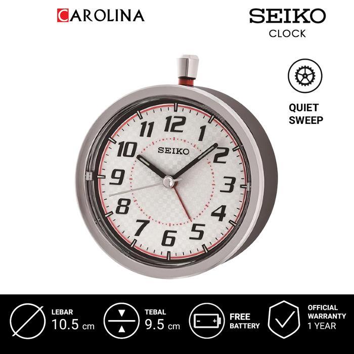 Jam Beker SEIKO Analog QHE147J Quiet Sweep Silver / Metallic Black Weker