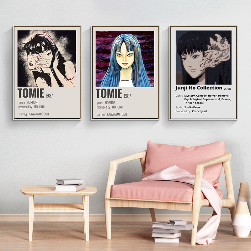 80s Horror Anime Junji Ito Posters and Prints Tomie Figure Manga Cover Canvas Painting Aesthetic For