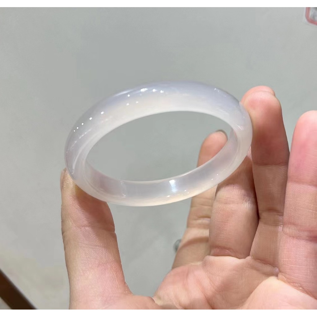 High Ice Jade Bangle Natural Pure White Chalcedony Bangle Exquisite High-end Jewelry Bracelet