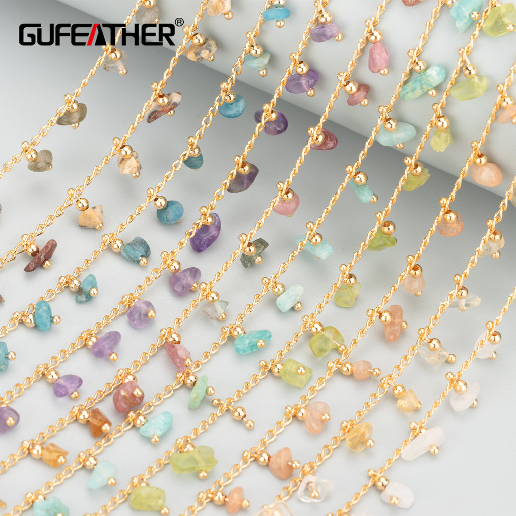 GUFEATHER C308,diy chain,nickel free,18k gold plated,copper,natural stone,diy bracelet