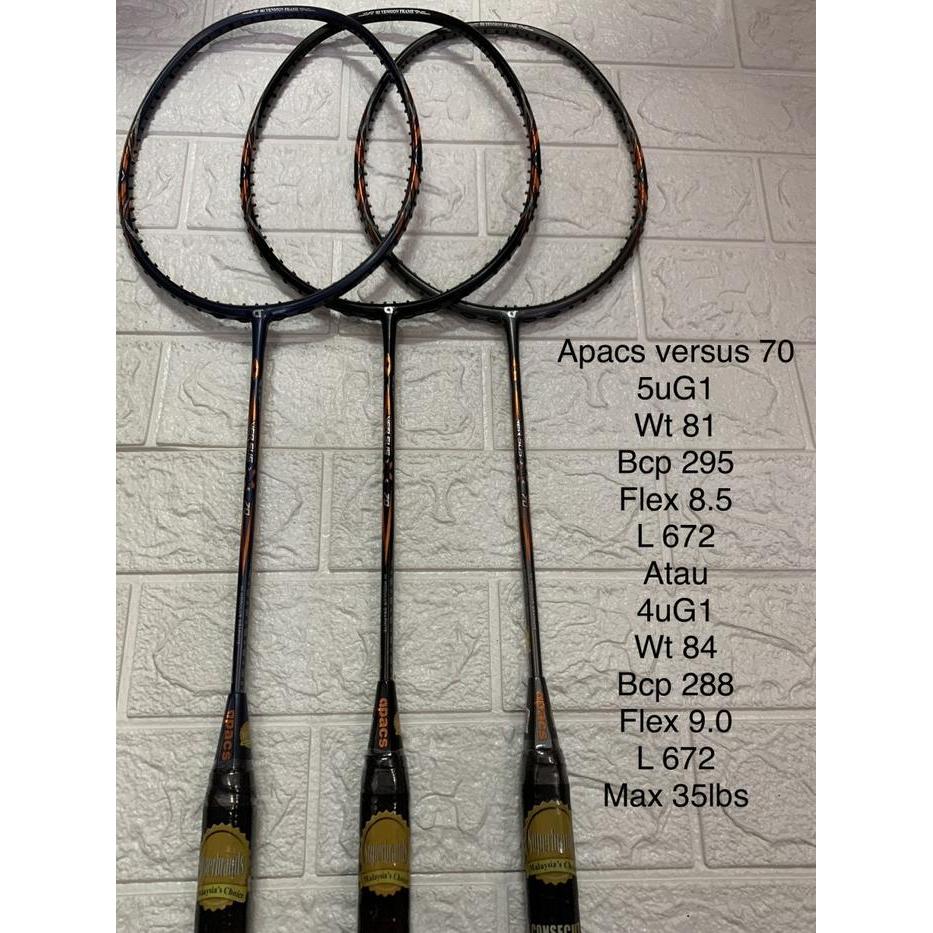 Raket Badminton APACS VERSUS 70 +Senar kuat 35lbs ORIGINAL