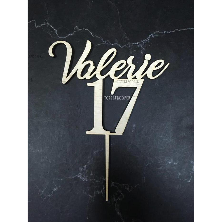 Sale Wood Birthday Cake Topper Kue Kayu Hiasan Kue Sweet Seventeen 17Th