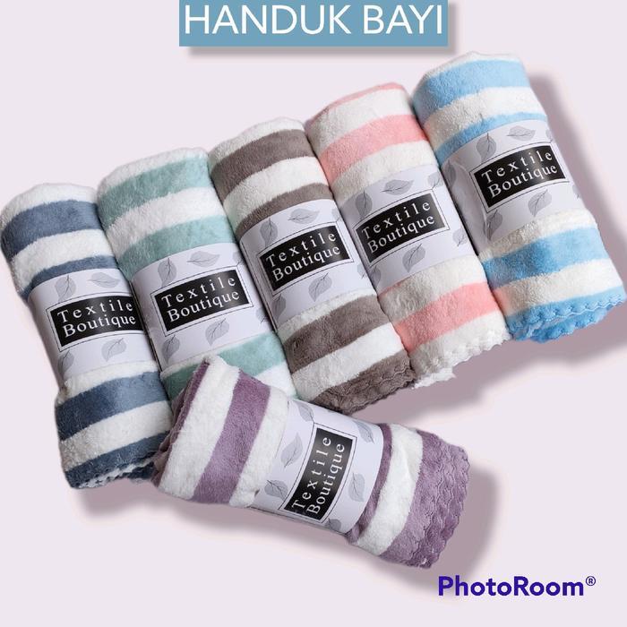 Handuk Bayi Microfiber Motif Salur Handuk Bayi Baru Lahir Handuk Mandi
