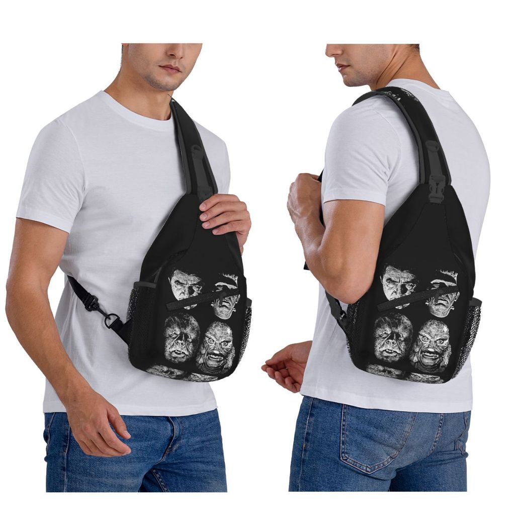 Universal Studios, Monsters,dracula, Wolfman, Frankenstein Chest Bag Men Sling Crossbody Backpack