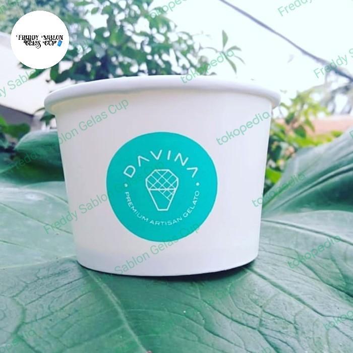 cold paper cup ice cream 12 oz 360ml sablon logo custom 1000