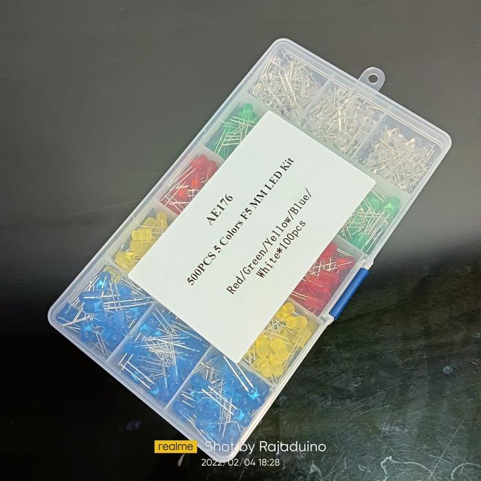 luxp- Paket 1 Box Isi 500Pcs Led F5 5Mm 5 Warna Lampu Led Diffused 3V