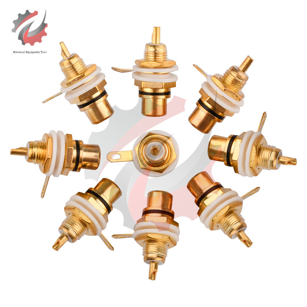 Audio Terminal Jack Panel Mount RCA Lotus Head Welding Female Socket Connector Gold Plated Lotus Hea