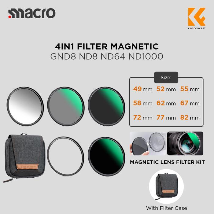 KNF Concept 55mm 4in1 Filter Magnetic GND8 ND8 ND64 ND1000 with Case Filter K&F Concept