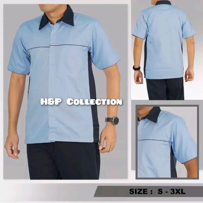 Baju Seragam Kerja , Kemeja Seragam Kerja Kantor Dv 02 Navy, Biru, Hitam , Putih, Tosca Polos