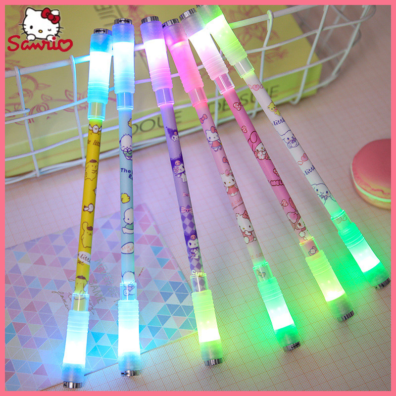 Sanrio Light Up Pen Spinning Cute Cartoon Stress Reliever Pen High Appearance Level Light Pen Stress