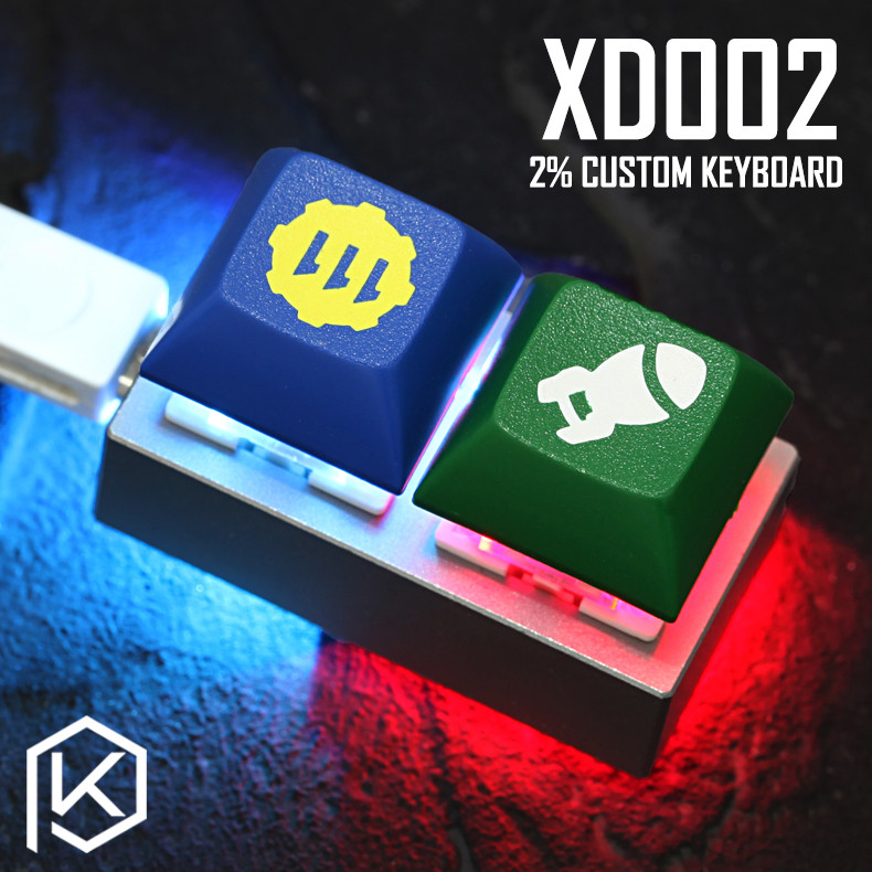 xd002 xiudi 2% Custom Mechanical Keyboard 2 keys Underglow and switch RGB PCB programmed hot-swappab