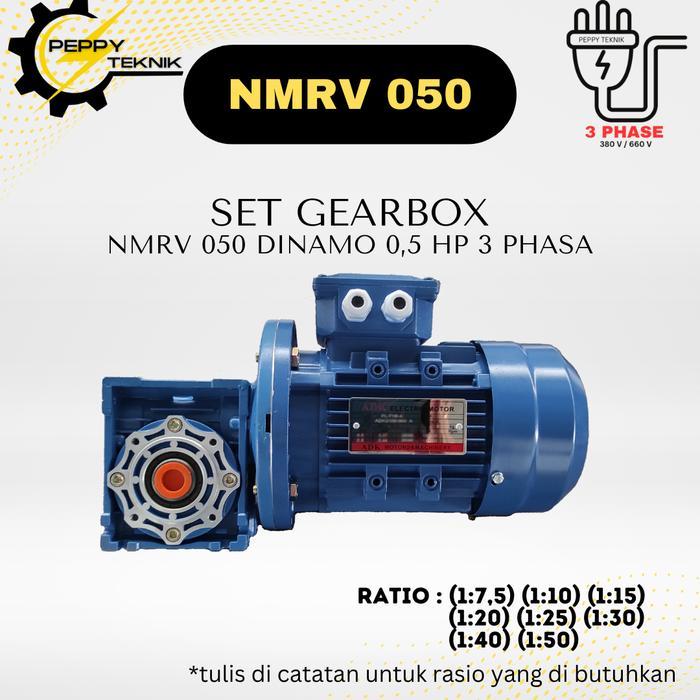 SET NMRV 050 + motor 0.5 hp 3 phase worm gear / gearbox / gearbox reducer