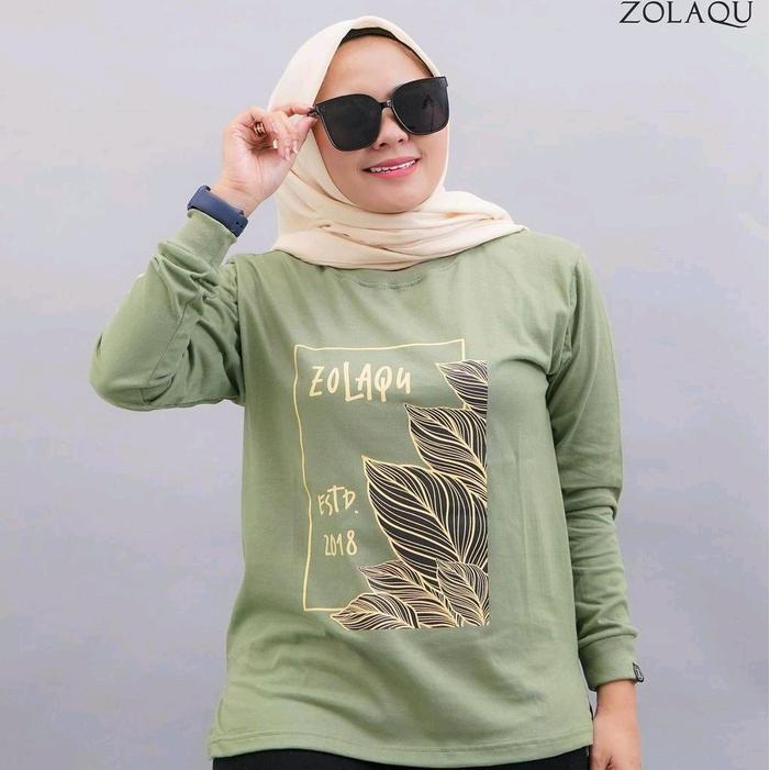 Promo Kaos Panjang Wanita Zolaqu/Atasan Combed Wanita Premium/Kaos Katun Wanita Jumbo Cod/ Baju
