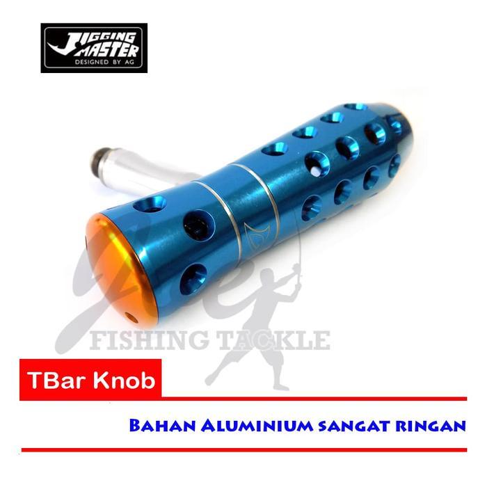 Jigging Master T-Bar Knob Aluminium Blue Gold - Reel Pancing Mancing