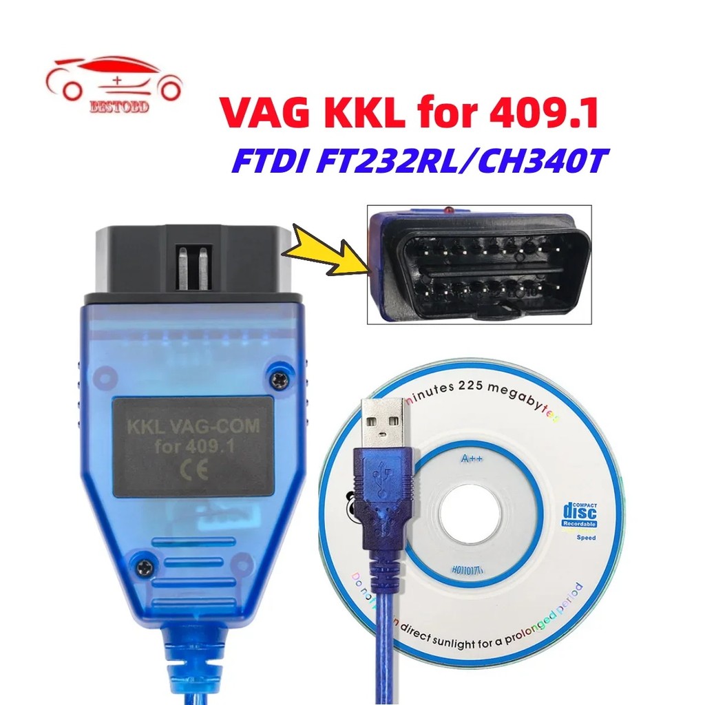 Vag 409 1 409.1 Kkl With Ftdi/Ch340T Obd 2 Obd2 Car Diagnostic Interface Cable For
