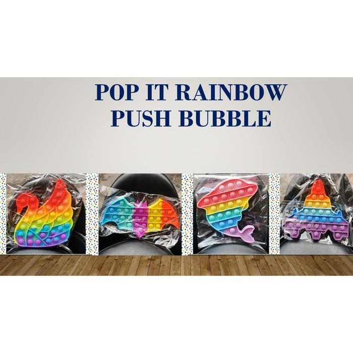 meij- Pop It Fidget Toy Murah Mainan Anak Square - Rainbow Love Import