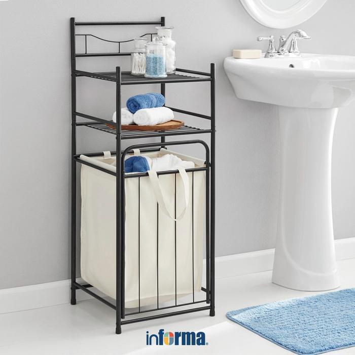 INFORMA BRODY RAK KAMAR MANDI 2 TINGKAT DENGAN KERANJANG LAUNDRY