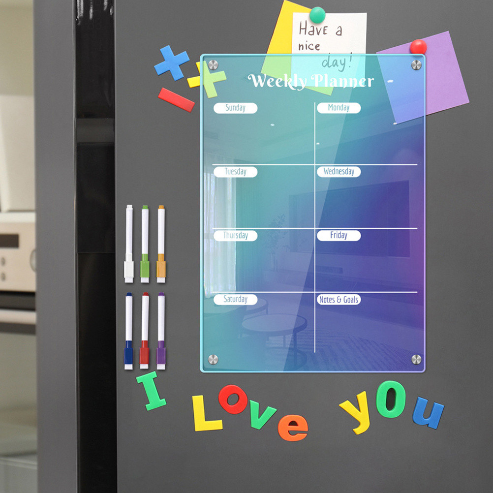 1Set Magnetic To Do List For Fridge Acrylic Dry Erase Board Practical Home Supply Magnetic To Do