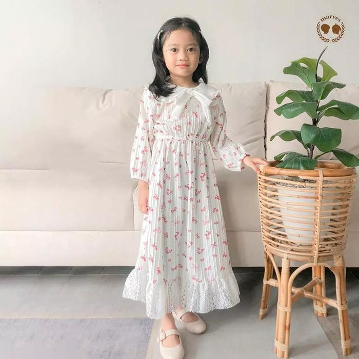 MARVES Ariella Couple Dress Ibu Anak Tunik Baju Anak Perempuan Korean Style Bahan Crinckle