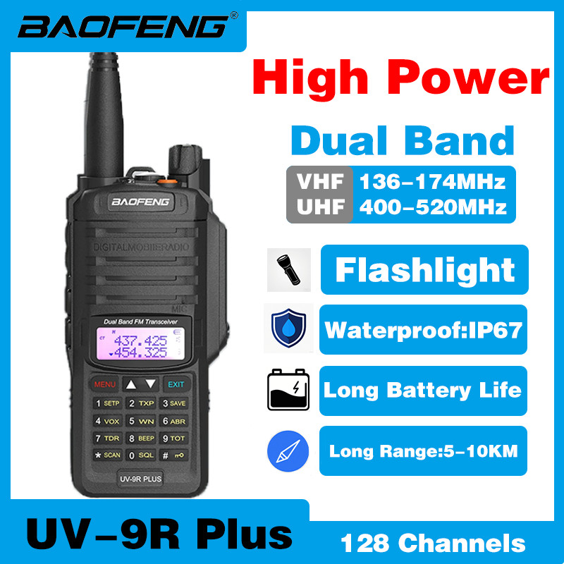 Baofeng Uv-9R Plus Ip68 Waterproof Walkie Talkie Dual Band 10Km Long Range Portable Vhf/Uhf