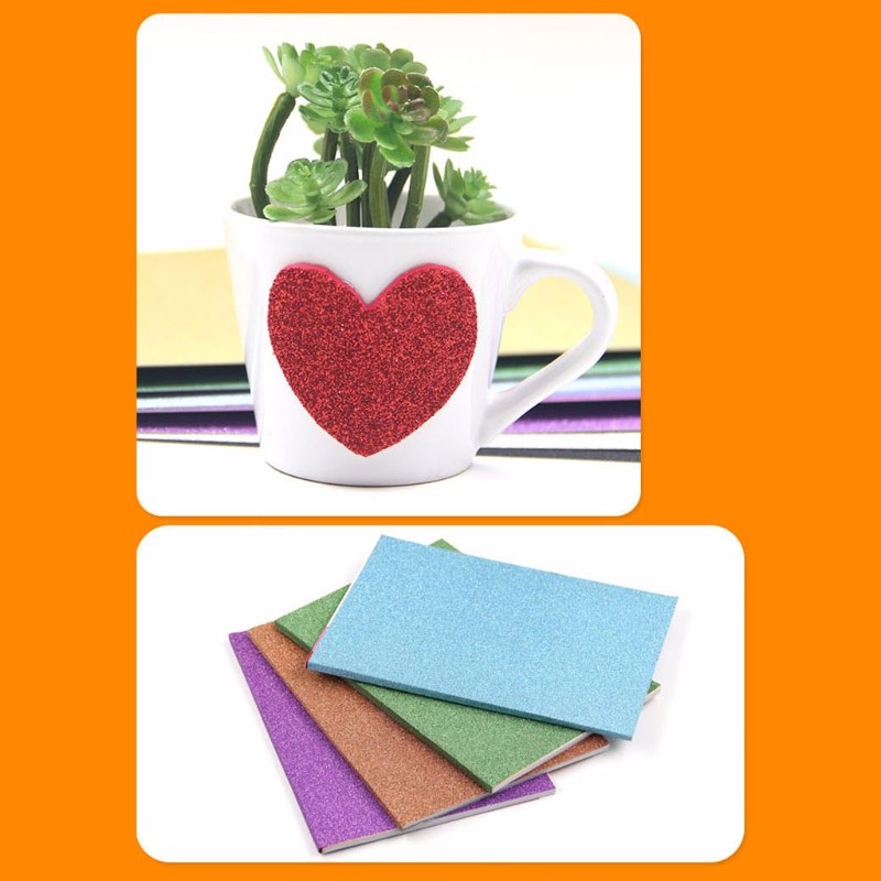 10 Pcs Sponge Foam EVA Paper for Kids DIY Craft Pearlescent Powder Glitter Paper Sheets Cardstock A4